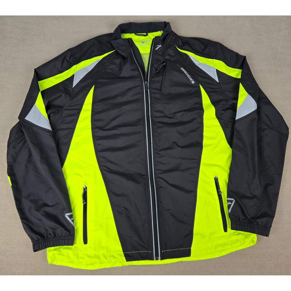 Brooks Nightlife Running Jacket Mens L High Visibility Shelter Tech Reflective